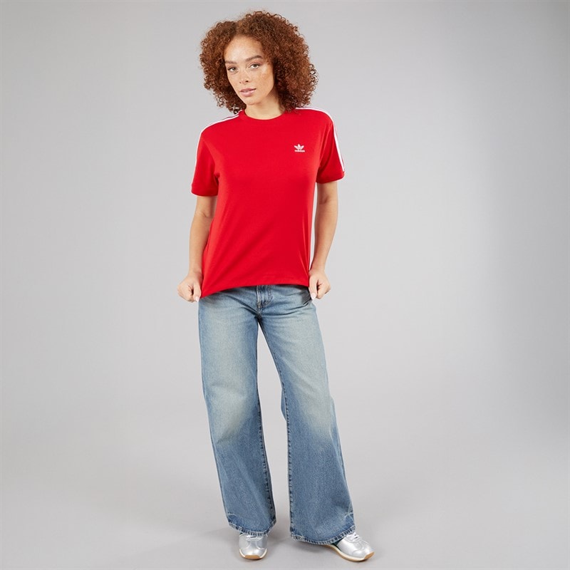 adidas Originals Womens Adicolor 3-Stripes Trefoil T-Shirt Better Scarlet - Image 4