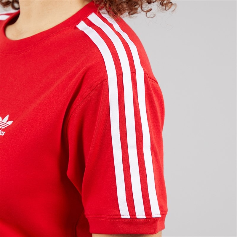 adidas Originals Womens Adicolor 3-Stripes Trefoil T-Shirt Better Scarlet - Image 5