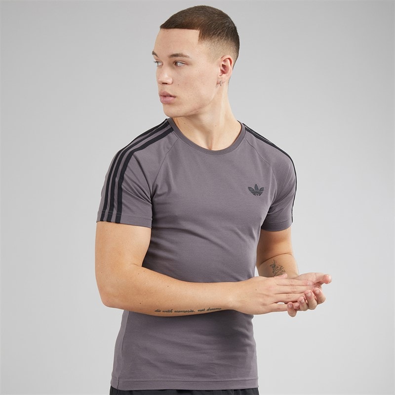 adidas Originals Mens Adicolor Trefoil T-Shirt Grey Strata/Black - Image 1