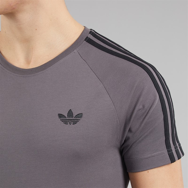 adidas Originals Mens Adicolor Trefoil T-Shirt Grey Strata/Black - Image 3