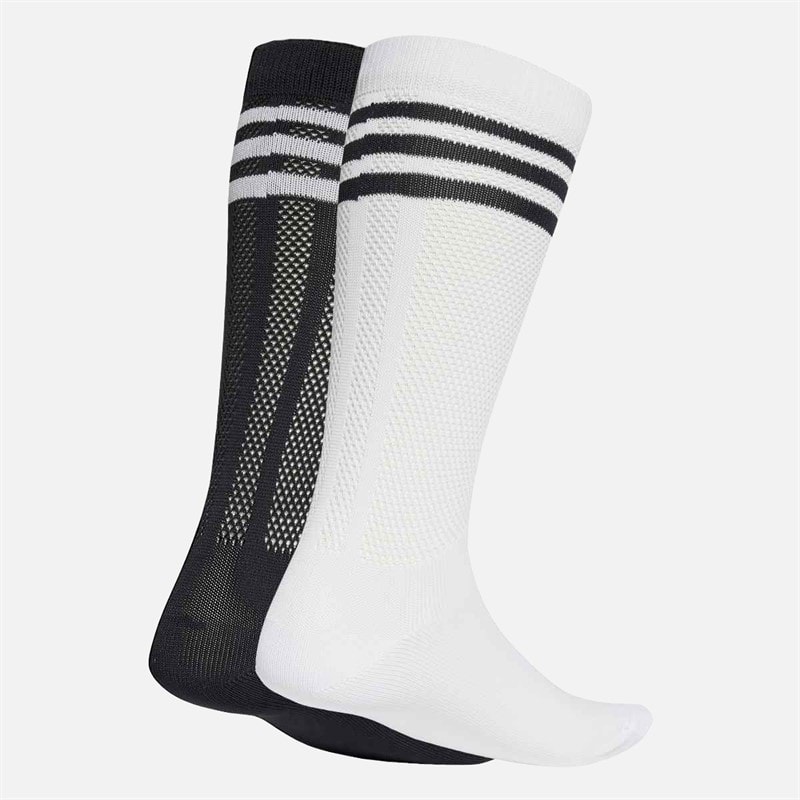 adidas Originals  3-Stripes Textured Two Pack Crew Socks White/Black - Image 2