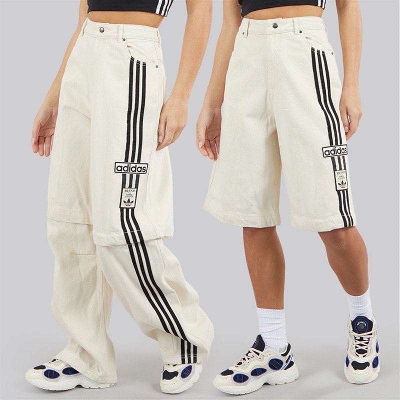 adidas Originals Womens Adibreak Denim 2-In-1 Zip Off Pants Natural Denim