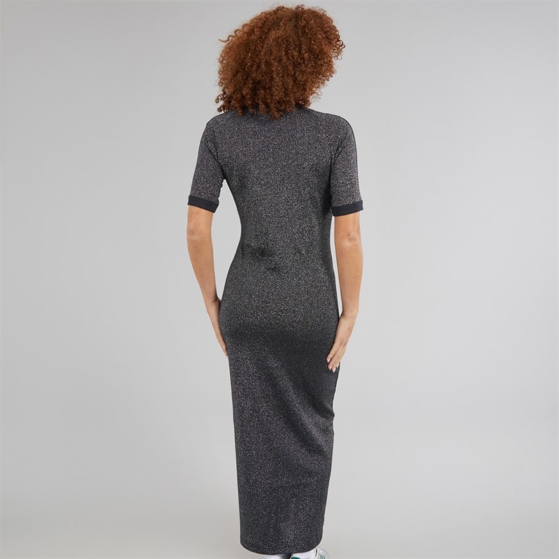 adidas Originals Womens Adicolor Holiday Glitter 3-Stripes Dress Black - Image 2
