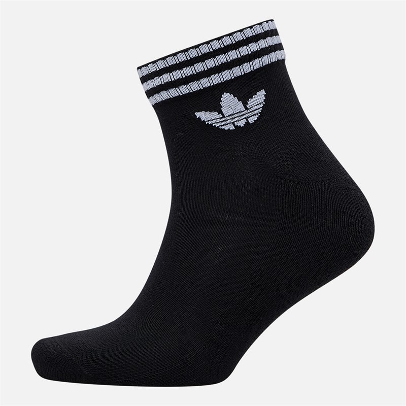 adidas Originals  3-Stripes Trefoil Three Pack Ankle Socks Black/Ash Blue/Signal Green - Image 3