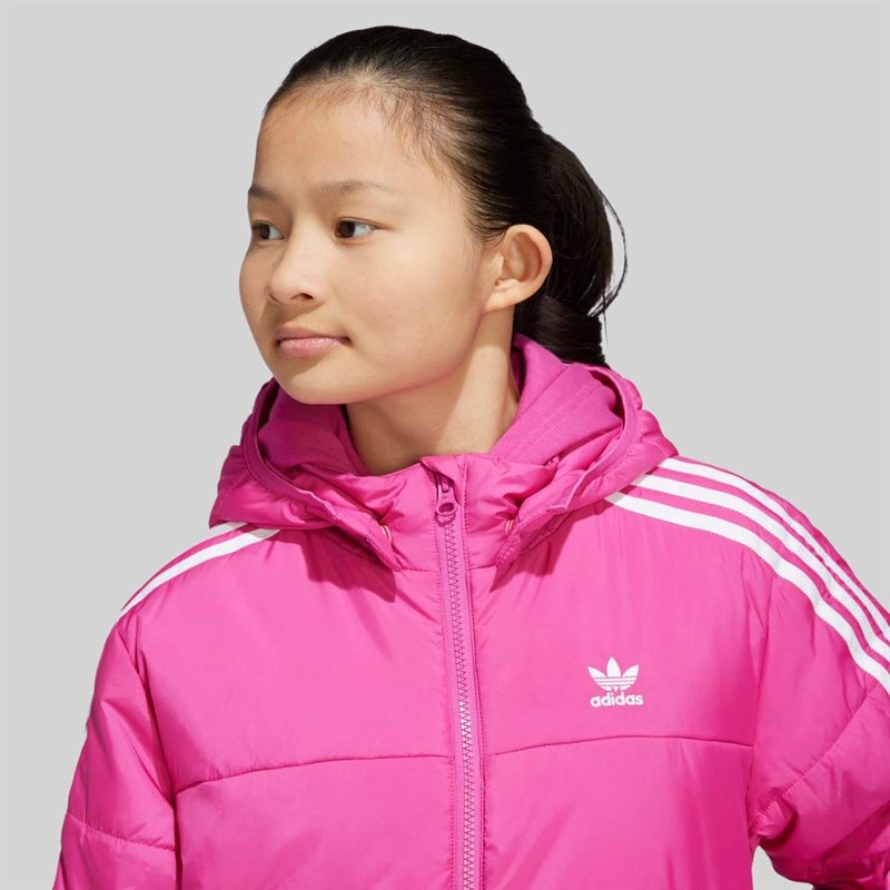 adidas Originals Junior Adicolor Trefoil Logo Padded Jacket Semi Lucid Fuchsia - Image 4