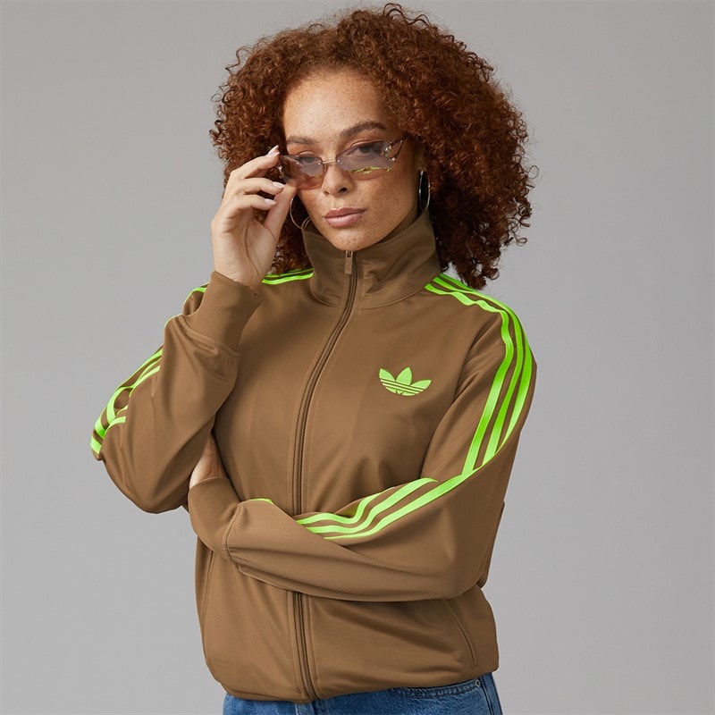 adidas Originals Womens Adicolor Classics Firebird Loose Fit Track Top Cardboard/Signal Green - Image 1