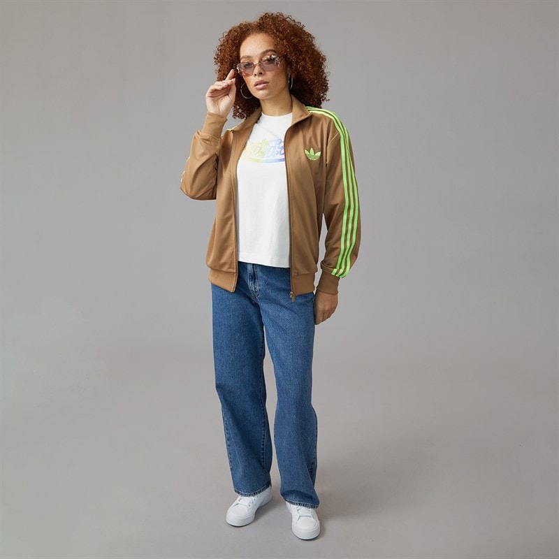 adidas Originals Womens Adicolor Classics Firebird Loose Fit Track Top Cardboard/Signal Green - Image 4