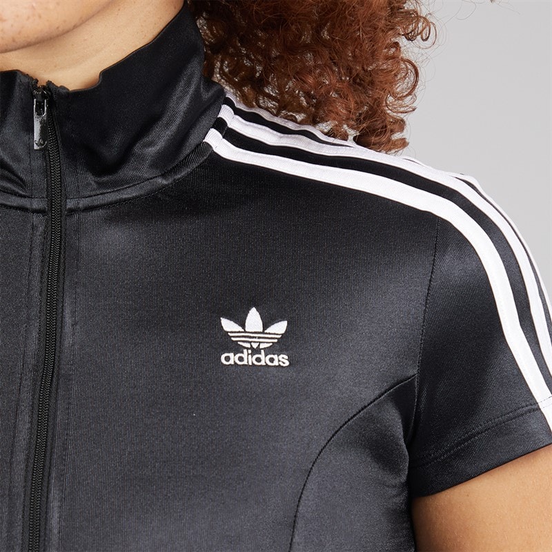 adidas Originals Womens Adicolor Short Sleeve Cropped Track Top Black - Image 3