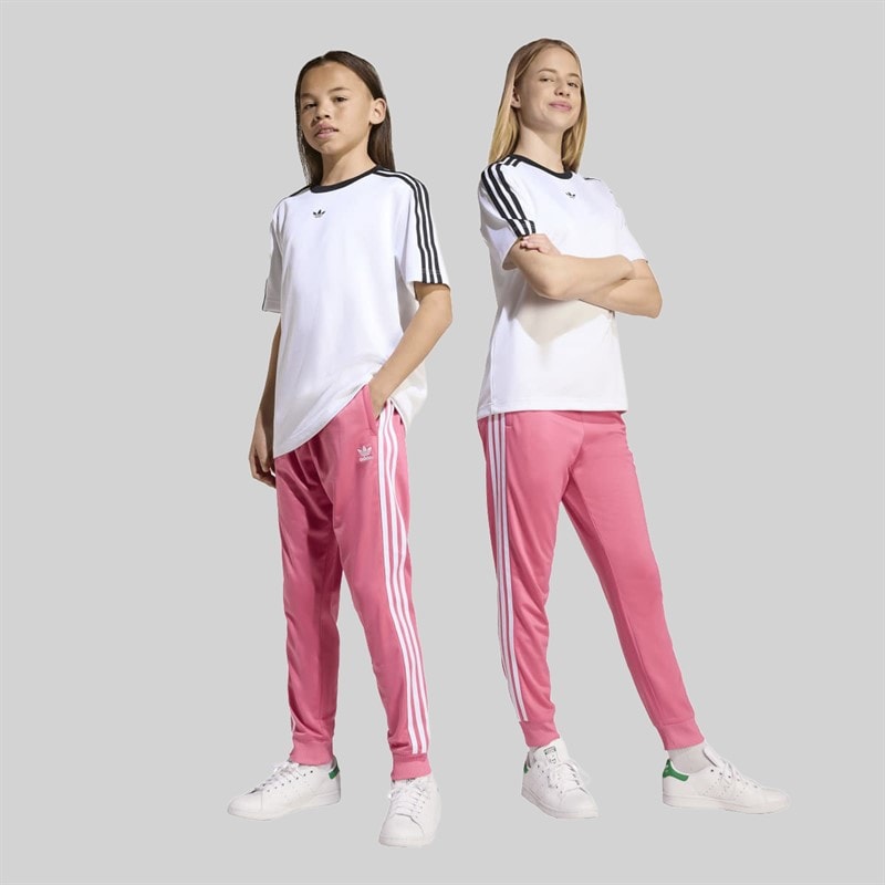 adidas Originals Junior Girls Adicolor Superstar Track Pants Pink Fushion - Image 3