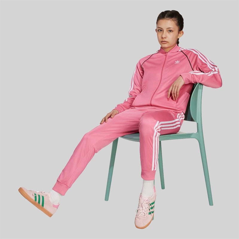 adidas Originals Junior Girls Adicolor Superstar Track Pants Pink Fushion - Image 5