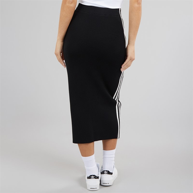adidas Originals Womens Adicolor 3-Stripes Knit Skirt Black - Image 2