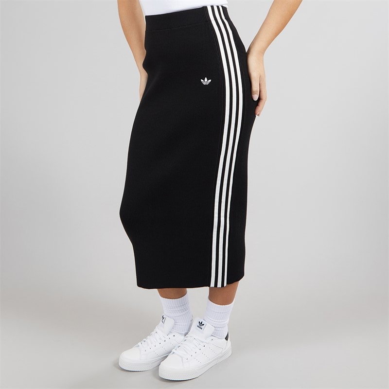 adidas Originals Womens Adicolor 3-Stripes Knit Skirt Black - Image 3