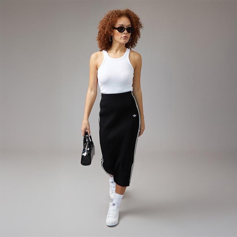 adidas Originals Womens Adicolor 3-Stripes Knit Skirt Black - Image 4