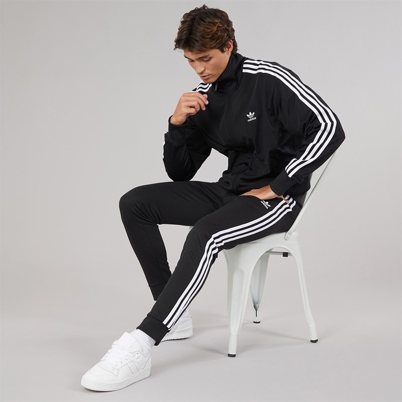 adidas Originals Mens Adicolor Trefoil Classics Firebird Track Top Black/White - Image 4