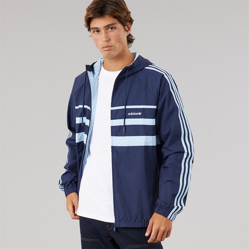 adidas Originals Mens Terrace Woven Windbreaker Jacket Night Indigo - Image 3