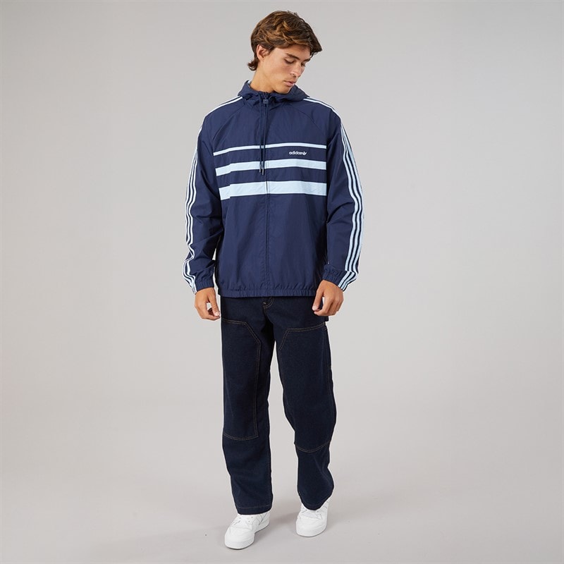 adidas Originals Mens Terrace Woven Windbreaker Jacket Night Indigo - Image 4