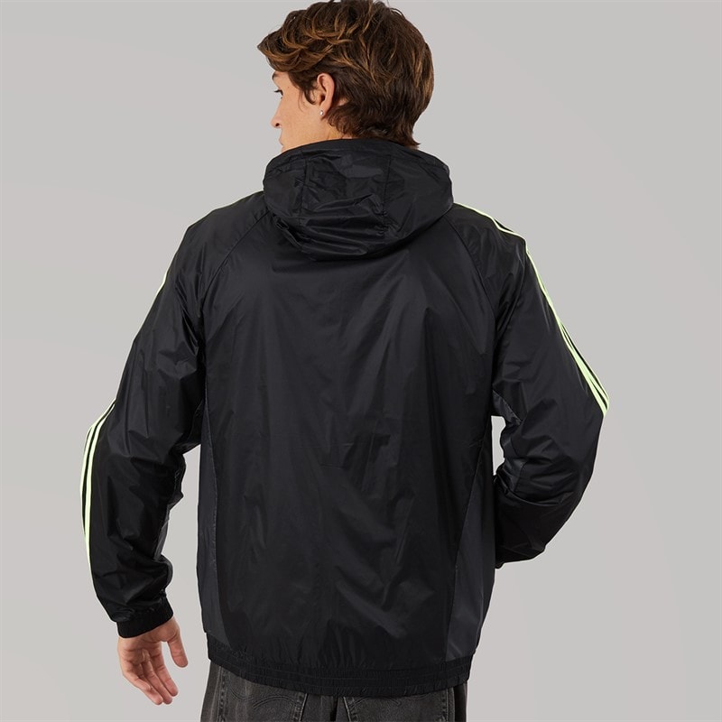 adidas Originals Mens Cutline Windbreaker Jacket Black/Signal Green - Image 2
