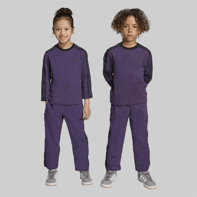 adidas Originals Kids Trefoil Logo 3 Stripes Long Sleeve T-Shirt And Track Pants Set Aurora Purple Melange
