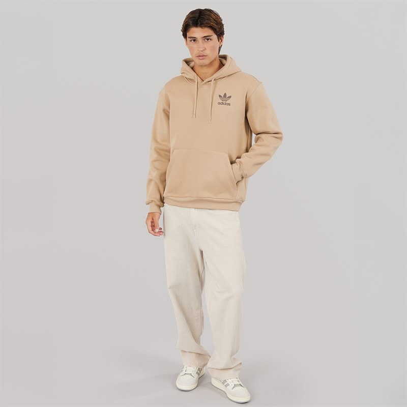 adidas Originals Mens Trefoil Logo Essentials Hoodie Trace Khaki - Image 4