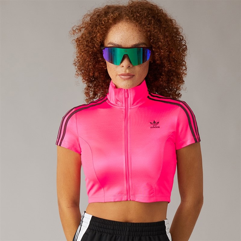 adidas Originals Womens Adicolor Short Sleeve Track Top Lucid Pink/Black