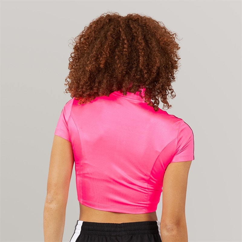 adidas Originals Womens Adicolor Short Sleeve Track Top Lucid Pink/Black - Image 2