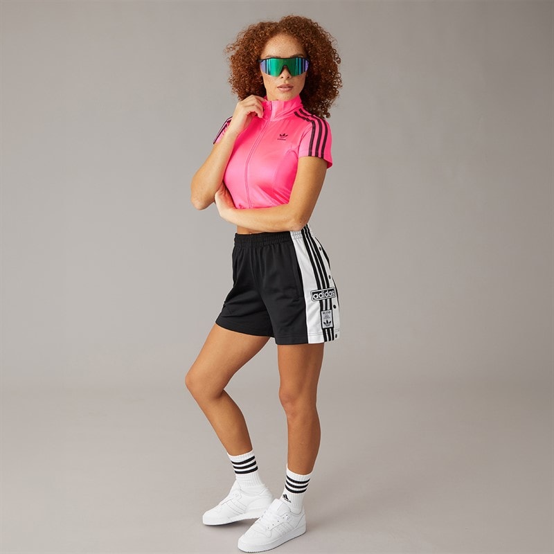 adidas Originals Womens Adicolor Short Sleeve Track Top Lucid Pink/Black - Image 4