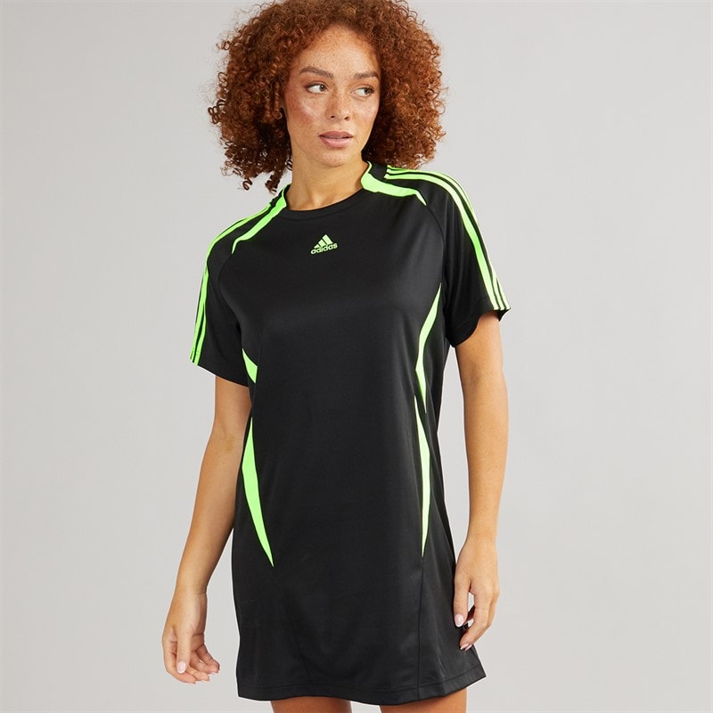 adidas Originals Womens Teamgeist Adicolor Tee Dress Black/Signal Green
