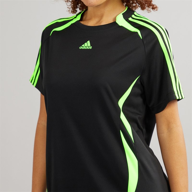 adidas Originals Womens Teamgeist Adicolor Tee Dress Black/Signal Green - Image 3