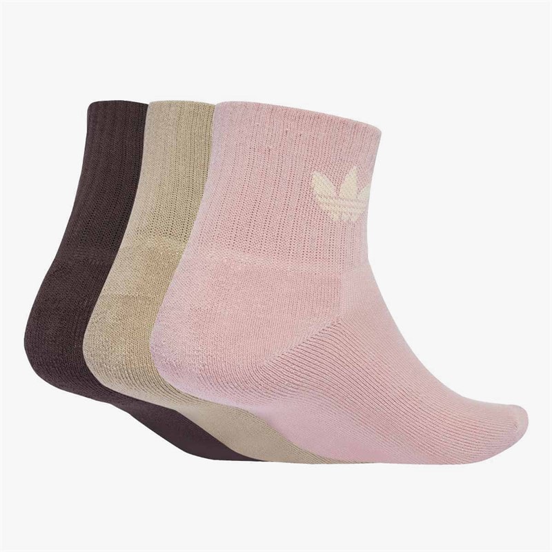 adidas Originals Three Pack Mid Ankle Socks Wonder Mauve/Trace Khaki/Shadow Brown - Image 2