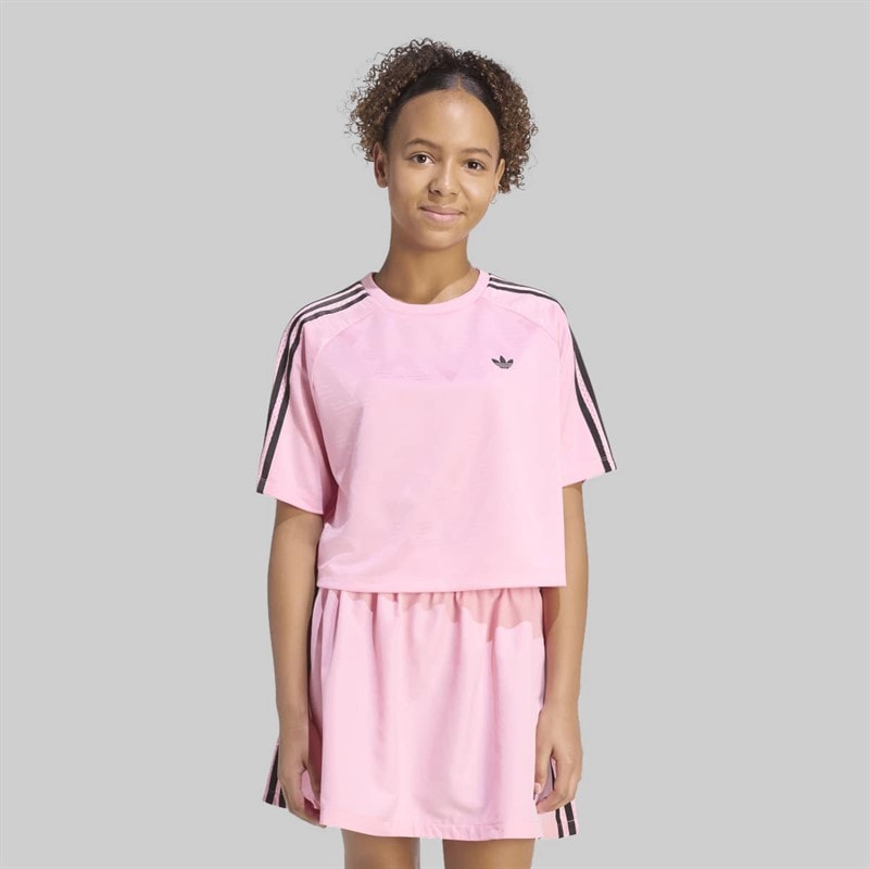 adidas Originals Junior Girls Jacquard Boxy Loose Fit T-Shirt Light Pink/Black - Image 2