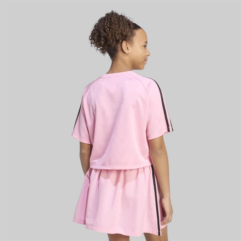adidas Originals Junior Girls Jacquard Boxy Loose Fit T-Shirt Light Pink/Black - Image 3