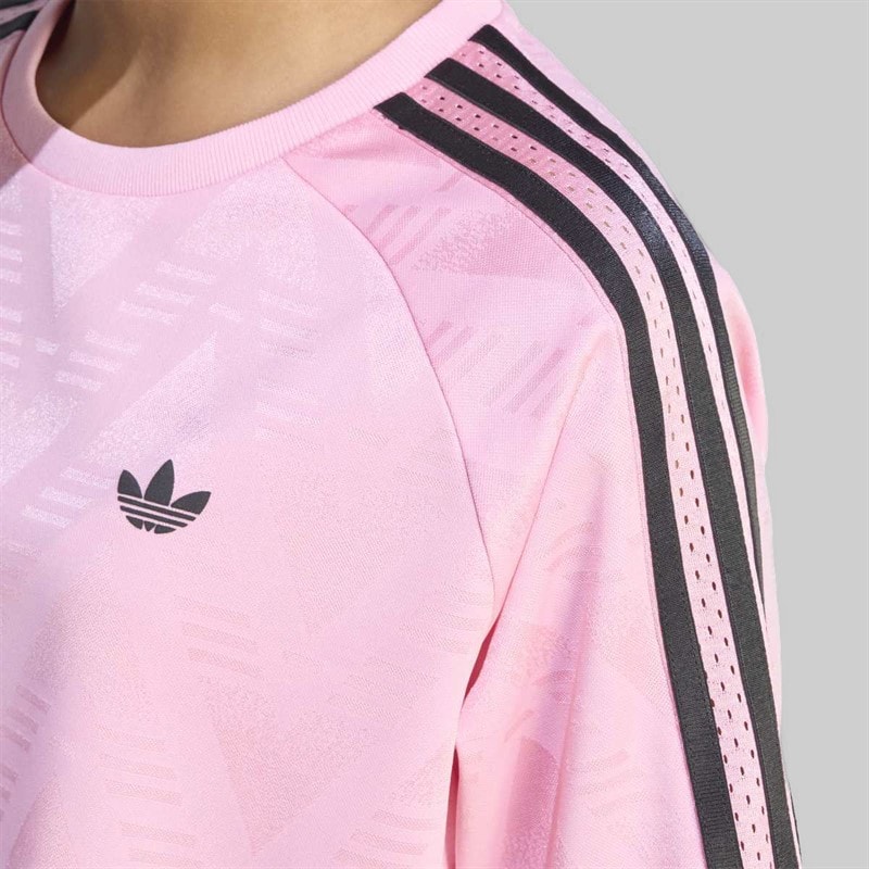 adidas Originals Junior Girls Jacquard Boxy Loose Fit T-Shirt Light Pink/Black - Image 4