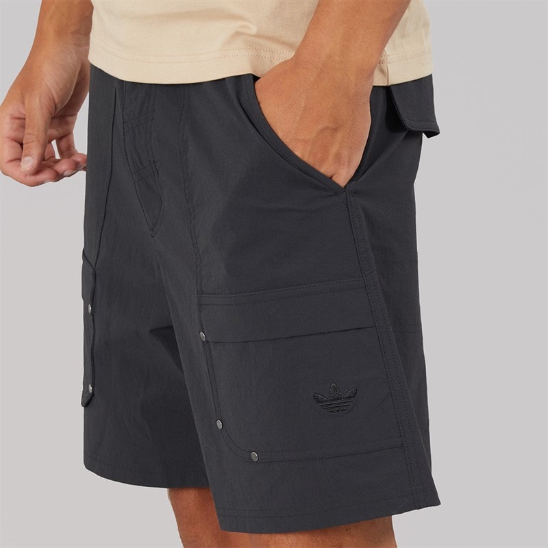 adidas Originals Mens Premium Essentials Utility Cargo Shorts Black - Image 3