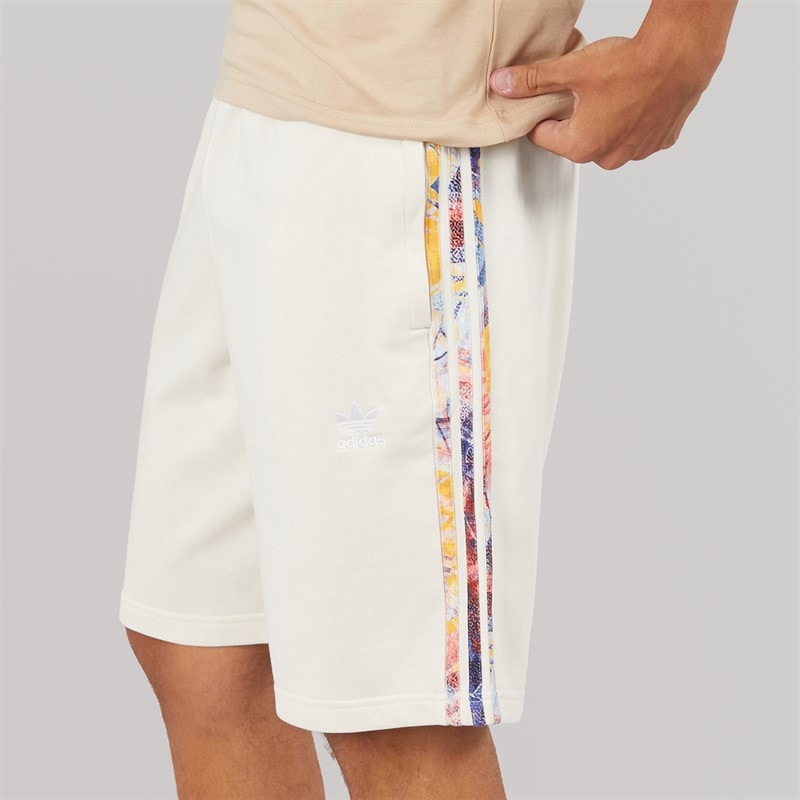 adidas Originals Mens Adicolor 70s Monogram Shorts Wonder White - Image 3