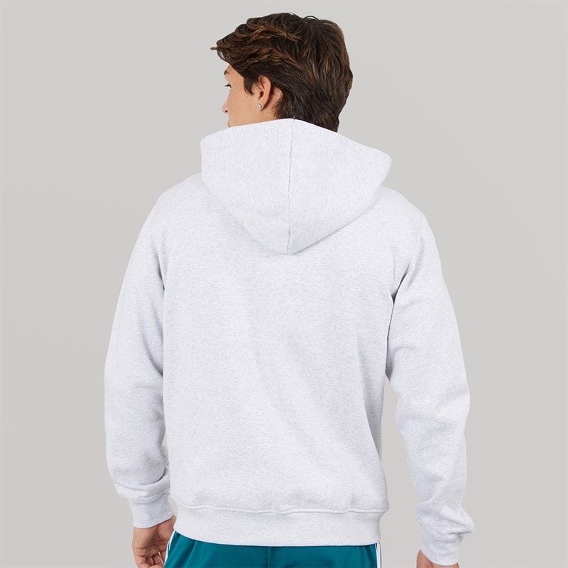 adidas Originals Mens Trefoil Logo Essentials Full Zip Hoodie Light Grey Heather - Image 3