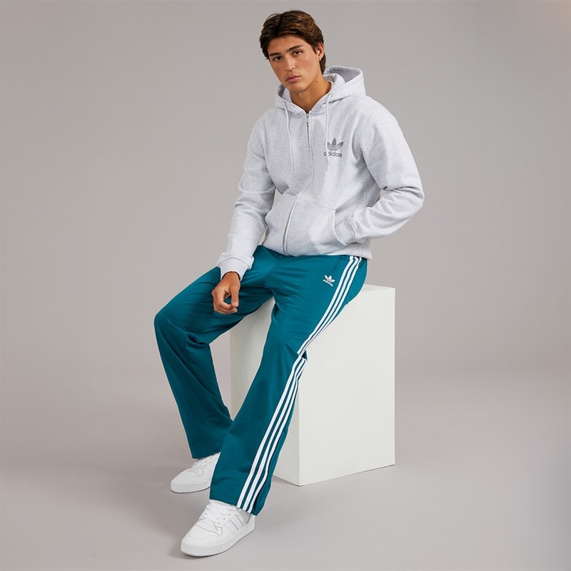 adidas Originals Mens Trefoil Logo Essentials Full Zip Hoodie Light Grey Heather - Image 5