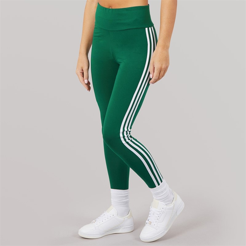 adidas Originals Womens 3 Stripes Leggings Collegiate Green