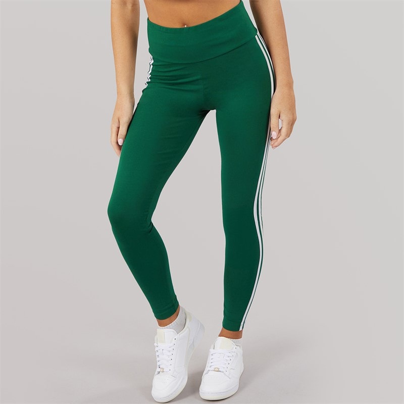 adidas Originals Womens 3 Stripes Leggings Collegiate Green - Image 2
