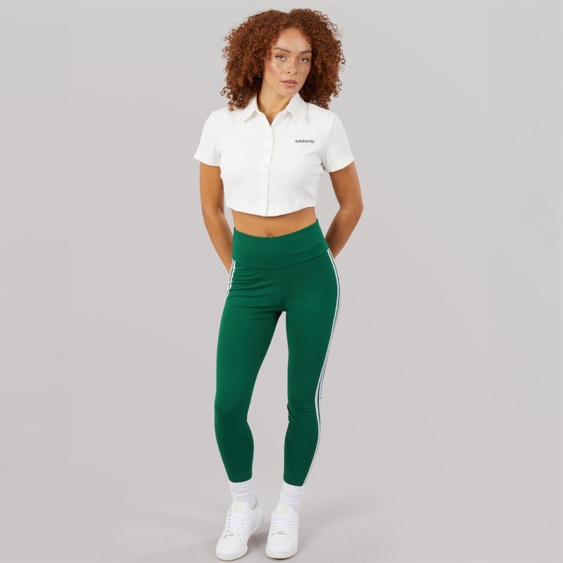 adidas Originals Womens 3 Stripes Leggings Collegiate Green - Image 4