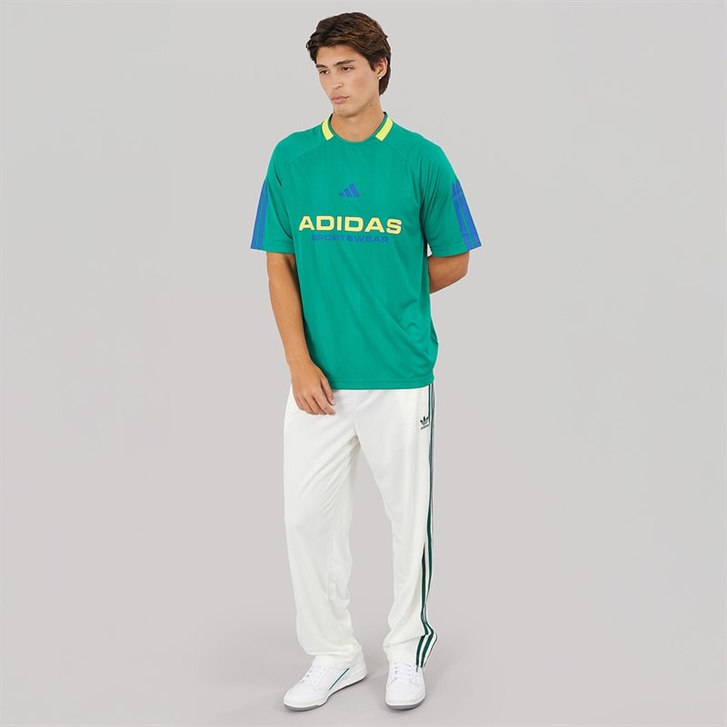 adidas Originals Mens Adicolor Trefoil Firebird Classics Track Pants Off White/Collegiate Green - Image 4