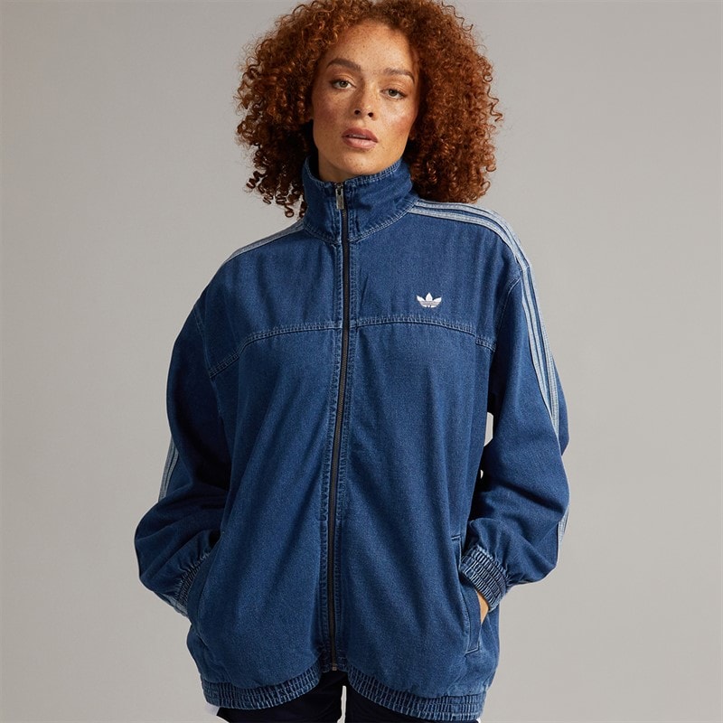 adidas Originals Womens Adicolor Firebired Oversized Denim Track Top Indigo Denim - Image 4