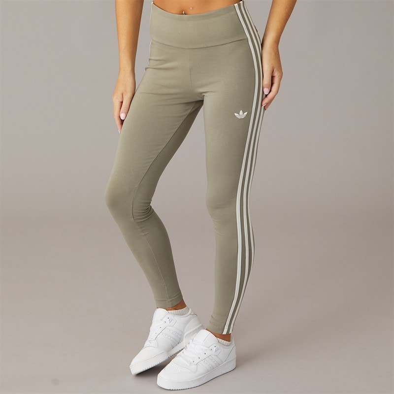 adidas Originals Womens Adicolor 3-Stripes Leggings Clay/Off White - Image 2