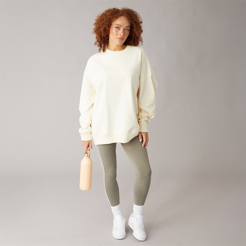 adidas Originals Womens Adicolor 3-Stripes Leggings Clay/Off White - Image 4