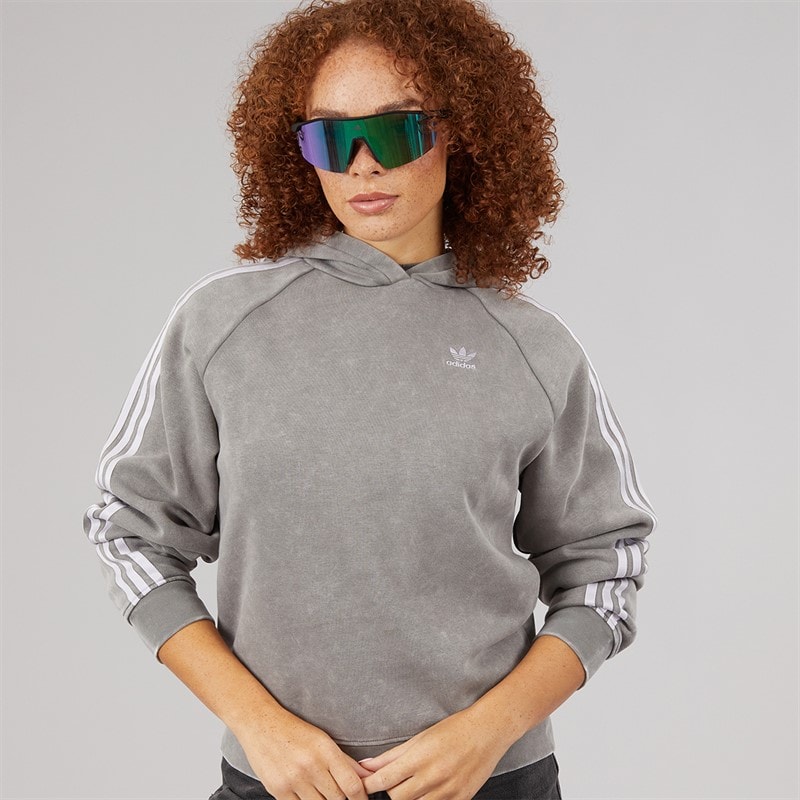 adidas Originals Womens Washed Boyfriend Fit Hoodie Grey Three