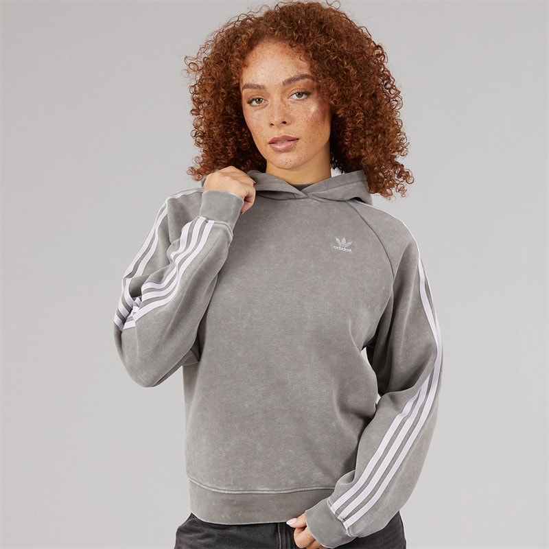 adidas Originals Womens Washed Boyfriend Fit Hoodie Grey Three - Image 2
