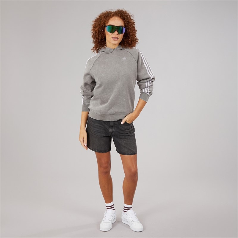 adidas Originals Womens Washed Boyfriend Fit Hoodie Grey Three - Image 4
