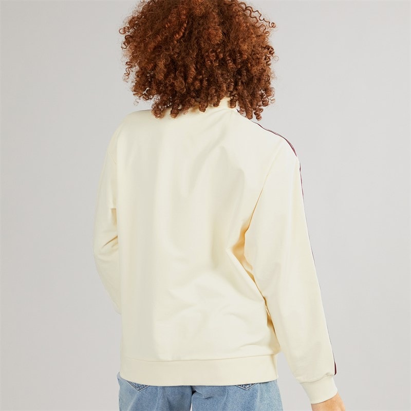 adidas Originals Womens Trefoil Colorblock Track Top Cream White/Maroon - Image 2