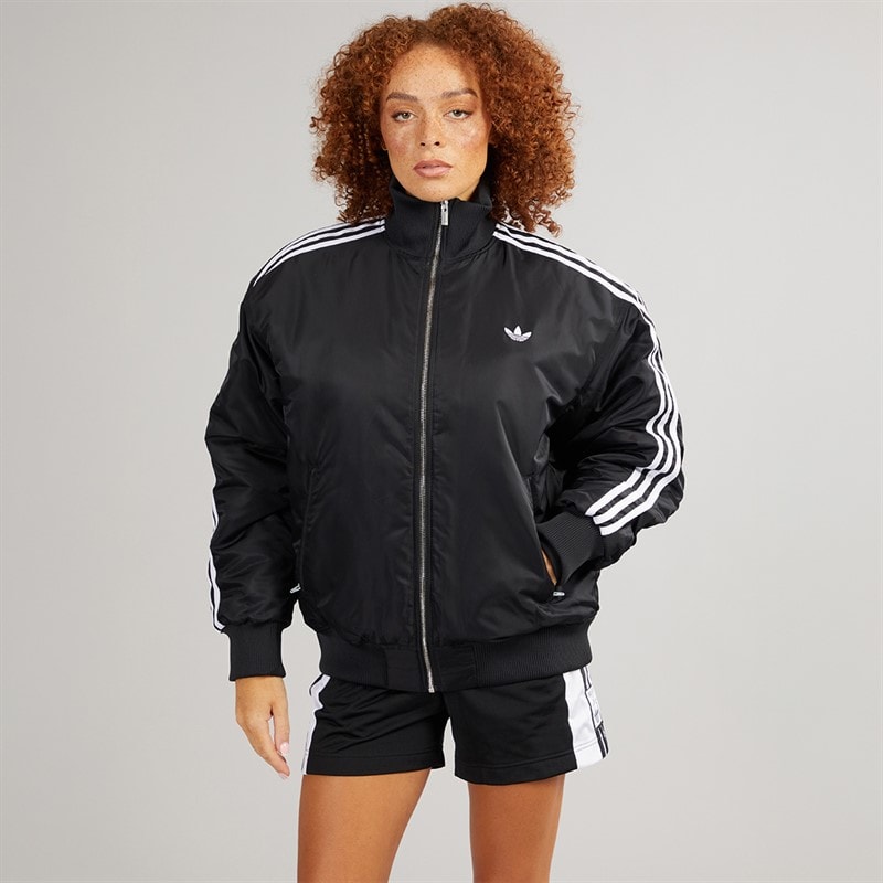 adidas Originals Womens Firebird Oversized Bomber Jacket Black - Image 4