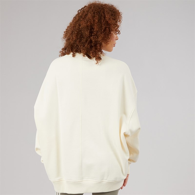 adidas Originals Womens Essentials Linear Oversized Sweatshirt Cream White - Image 2