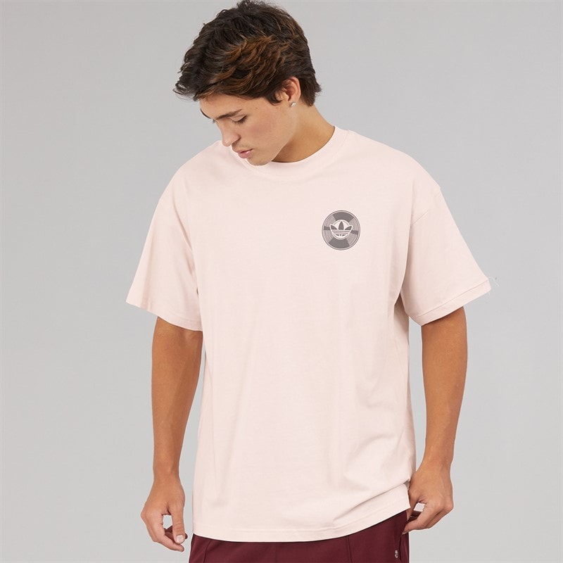 adidas Originals Mens Street Band Back Graphic T-Shirt Putty Mauve - Image 2